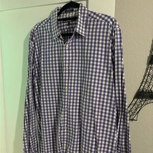 Express Men’s Long Sleeve Dress Shirt Size XL 17- 171/2 Purple White Plaid